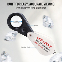 10X or 30X Magnification Rechargeable LED Loupe Triplet Lens UV / Warm / Natural / White Light Stainless Steel Magnifier