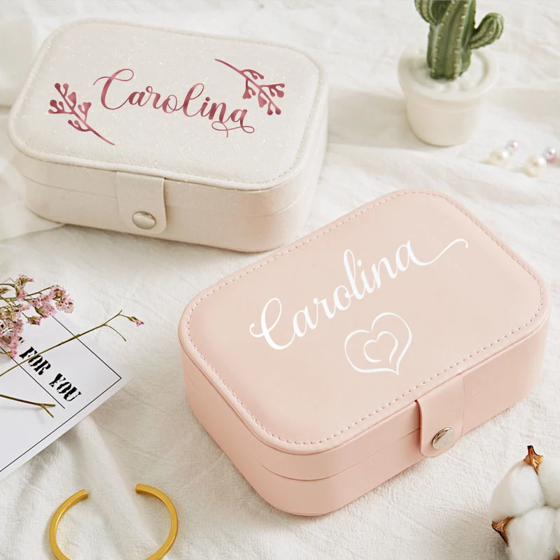 Personalized Rectangular Leather Jewelry Box Large Capacity Ring Storage Gift Box Bridesmaid Jewelry Box Customized Jewelry Box