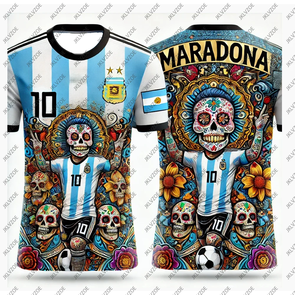 ChatGPT 10 El Día De Muertos Football Jersey Uniform Training Boys Men Tee Maradona Top T Shirt Soccer Jersey Adult Male Clothes