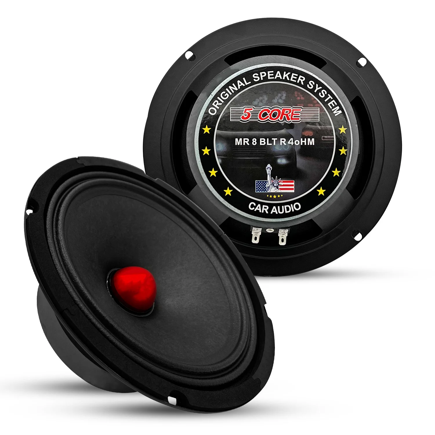 

5Core 8 Inch Midrange Door Speaker 500W Subwoofer w Aluminum Bullet 4Ω Sub Woofer MR 8 BLT R 4oHM