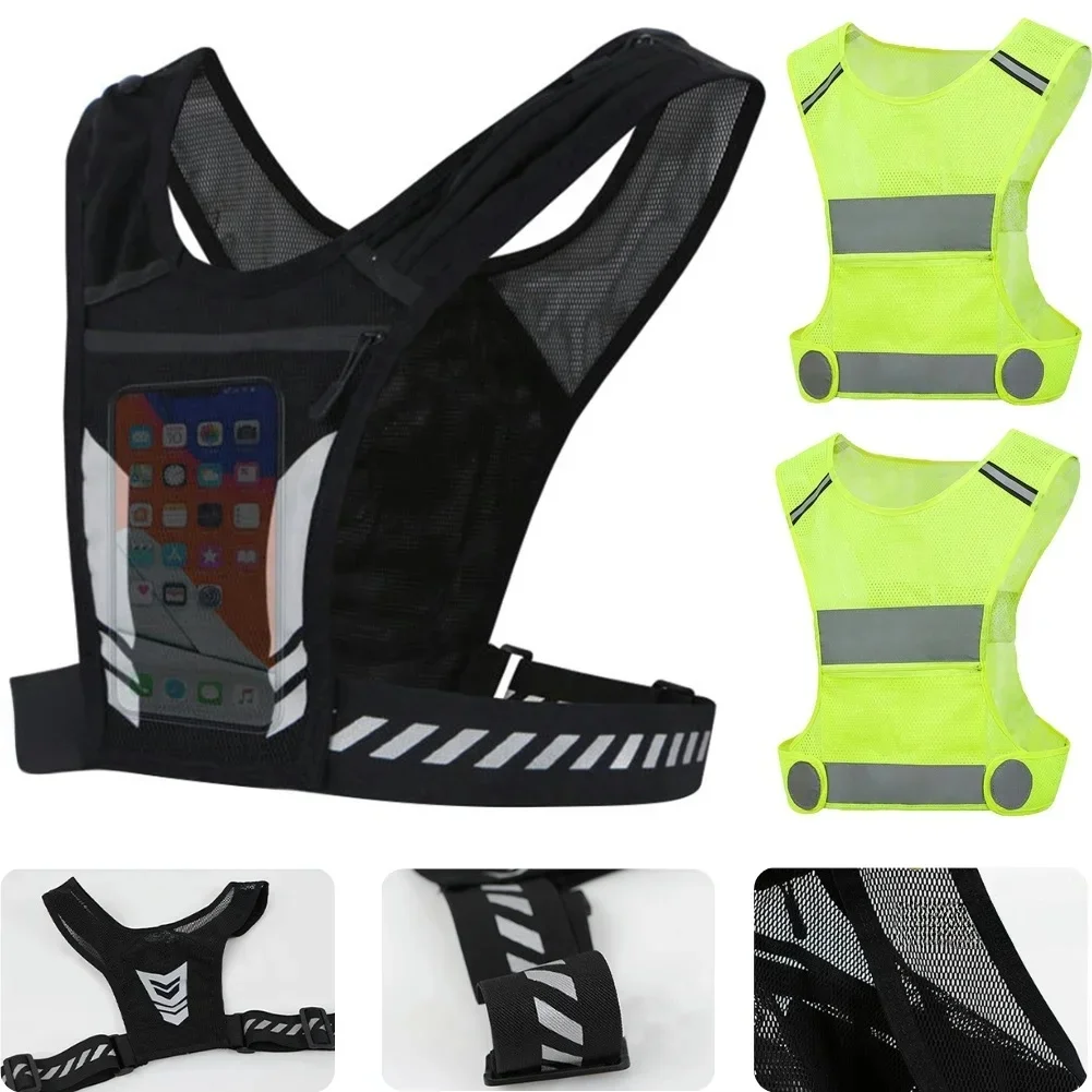 AliExpress APWIKOGER Running Phone Holder Vest Reflective Cycling Vest Unisex Breathable Mesh Running Chest Bag Adjustable Buckle for Men Women