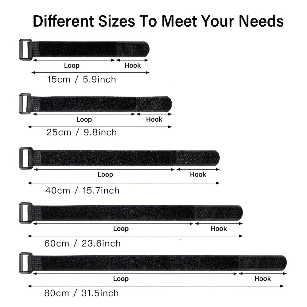 Velcros Straps Reusable Organizer Black Hook and Loop Nylon Fastener Cable Ties Adjustable Wire Wrapping Cable Cord Management view 6