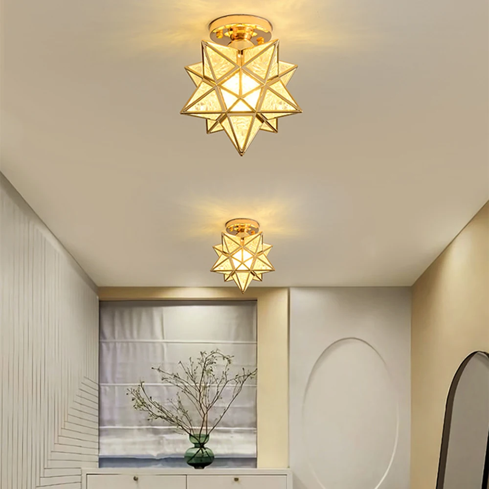 Pentagram Corridor Aisle light Modern Golden Entrance Balcony Cloakroom Star Ceiling Lights Dining Room Kitchen Lamp Deco