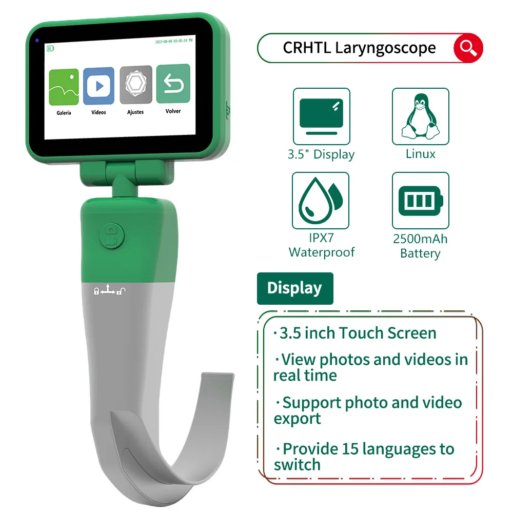 Portable Video Laryngoscope including D-Blade and 3.5 inch Color Touch Screen Anesthesia Video Laryngoscope for Intubation