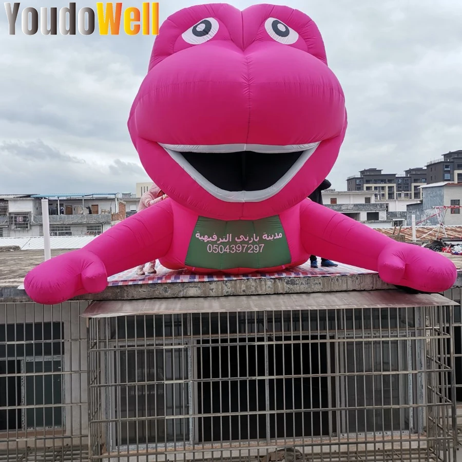 Large Ground-Lying Pink Cute Inflatable Dinosaur Head For Shopping Mall Building Holiday Decoration