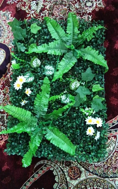 Artificial Grass Wall Panel with Flowers Artificial Plant Privacy Hedge Screen Grass Backdrop Greenery Wall Indoor Home Decratio photo review