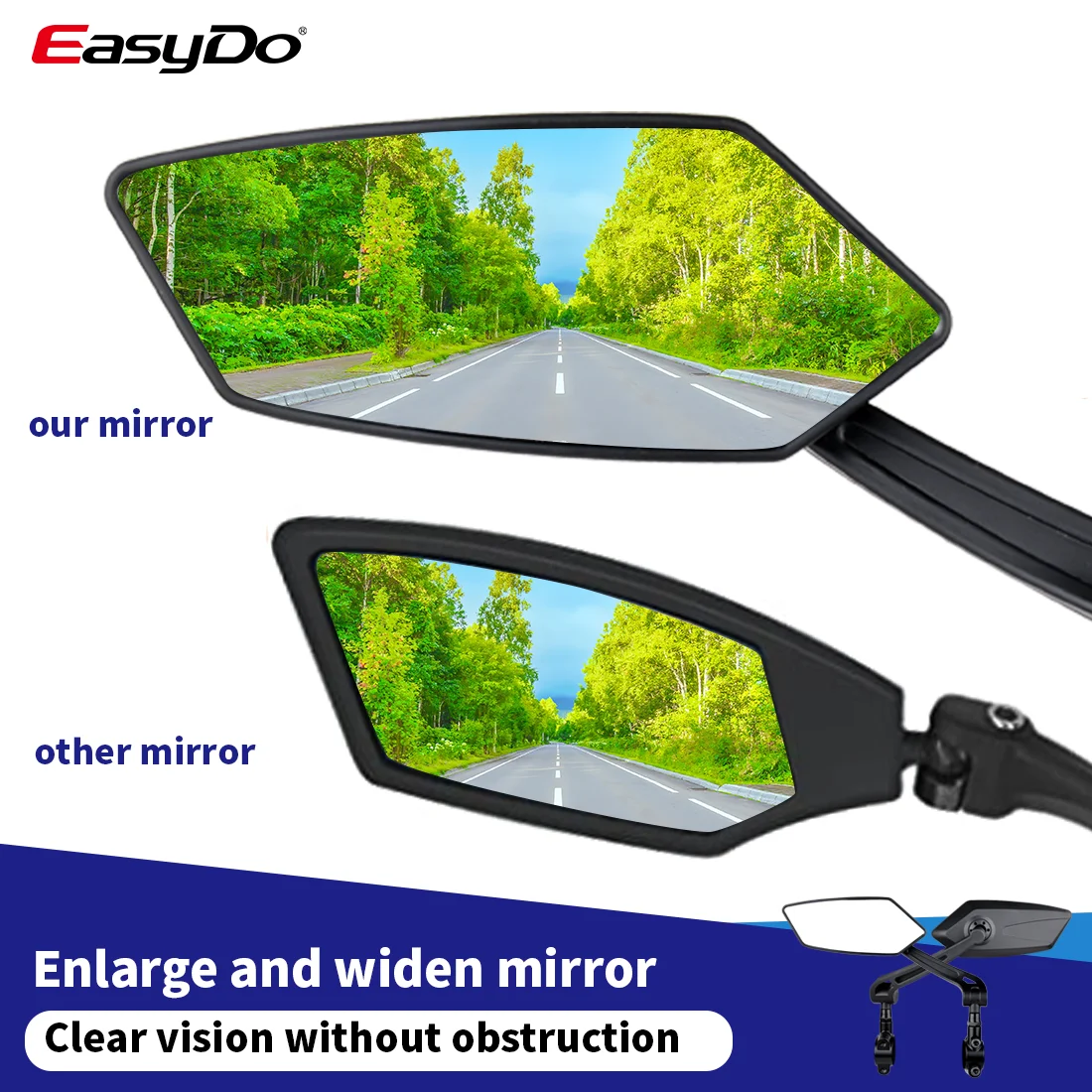 EasyDo Bike Rear View Mirror Wide Range 360 Degree Rotate Reflector for MTB Bicycle Flexible Safety Sight Cycling Accessories