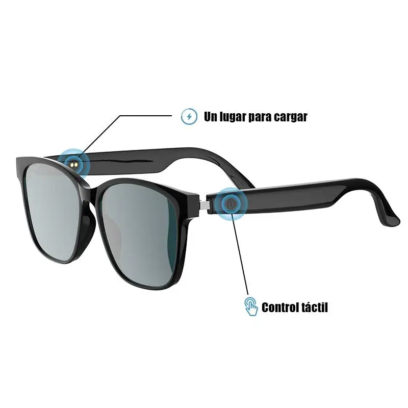 Gafas de Sol Inteligentes Bluetooth 5.4 con Música y Llamadas, Control Táctil, Lentes Polarizadas UV400 y Carga Magnética 4
