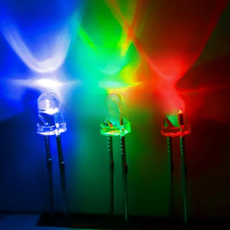 50szt F5 5mm Szybka / Wolna Lampa błyskowa RGB Czerwony Zielony Niebieski Tęczowy Wielokolorowy Migający Światło Dioda Emitująca Światło Okrągła LED Pełny Kolor DIY — zdjęcie 2