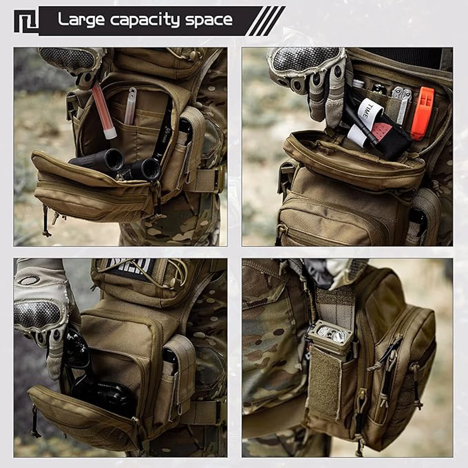 VOTAGOO Drop Leg Bag for Men Women Military Tactical Thigh Pack Pouch Multifunctional Tactical Package Outdoor Hiking Thigh Bag view 6