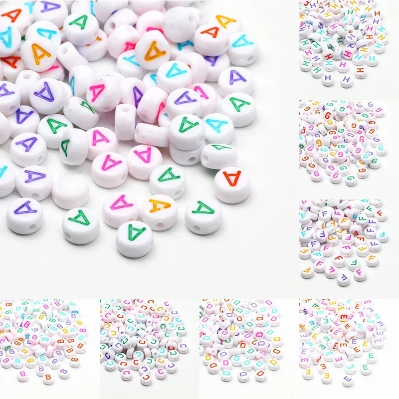 100-500 pièces coloré rond A-Z Alphabet lettre acrylique perles d'espacement en vrac pour la fabrication de bijoux Bracelet à bricoler soi-même collier accessoires