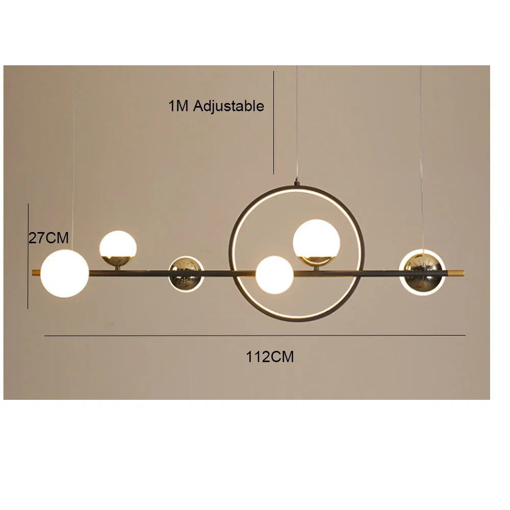 Imagem -06 - Círculo Conduziu a Lâmpada Pingente Sala de Jantar ao Vivo Cozinha Ilha Leitoso Bola Vidro Branco Lustre Pintura Anel Ouro Preto Luminária