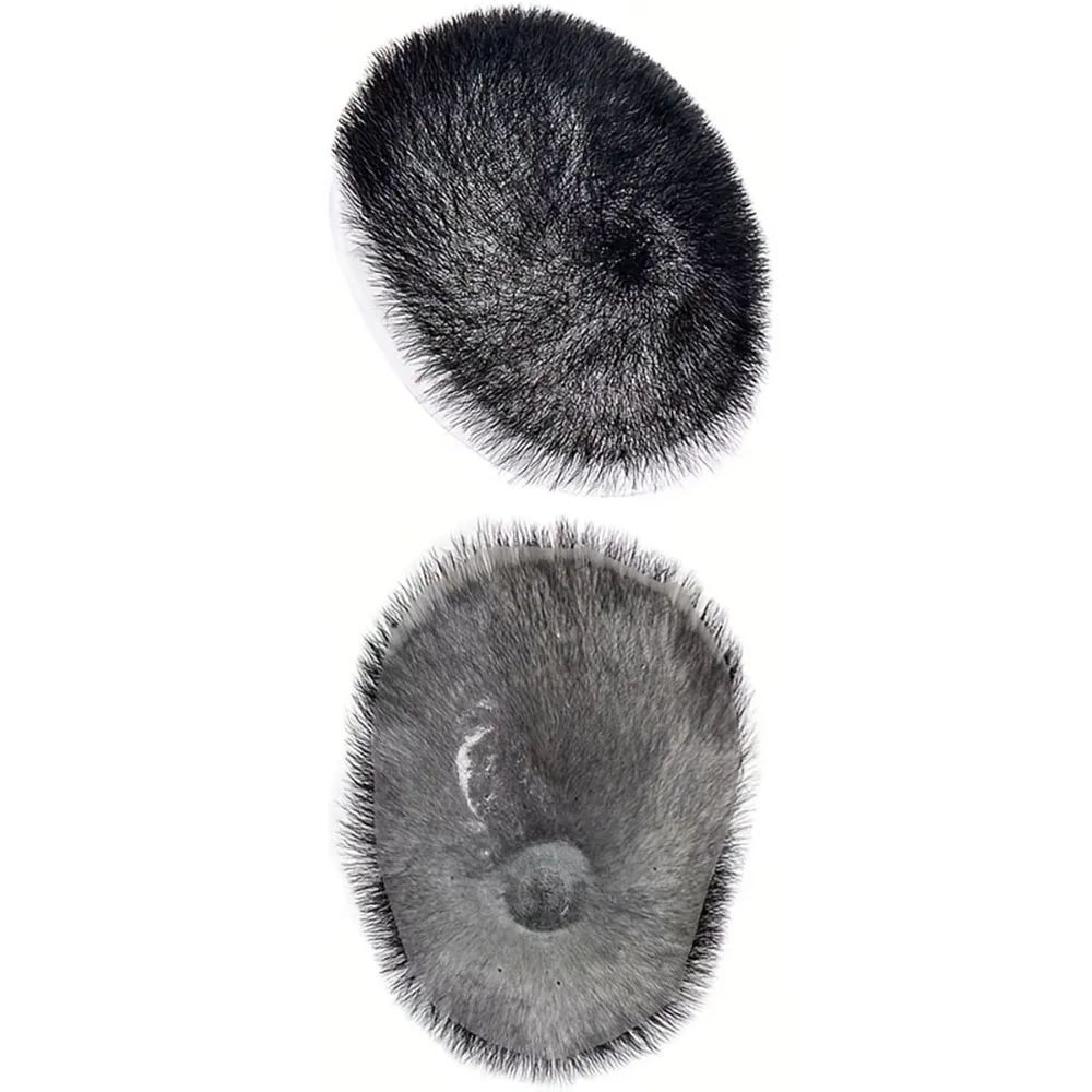 10A Men's Short Buzz Cut Hair Thin Light 1B Color PU Men Toupee Transparent Scalp Human Hair Topper Short Hair Wig 15*20cm