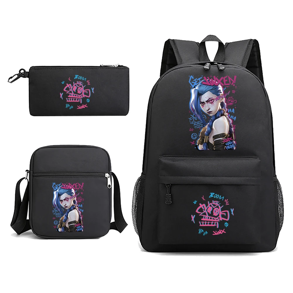 Hot Anime Arcane-Jinx Backpack Boys Girls Teenagers Laptop Mochilas Shoulder Bags School Bags