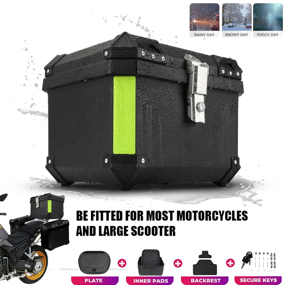57l Universal Motorrad Helm Box Aluminium Top Heck Heck Gepäck aufbewahrung Werkzeug koffer Schloss Kofferraum für Yamaha für Honda für BMW