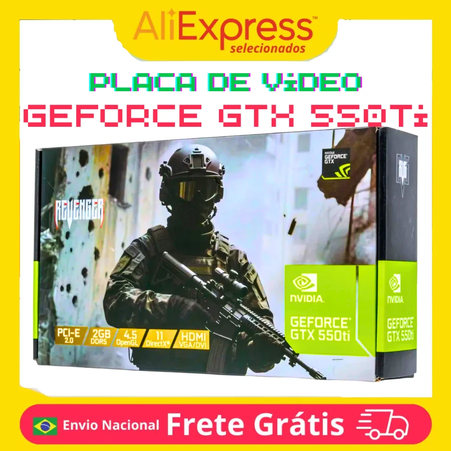 Placa de Video Nvidia Geforce Gtx 550ti 2GB Ddr5 128 Bits Gamer Para Jogos Computador Potência - ENVIO IMEDIATO