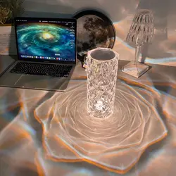 16-color Adjustable Touch LED Crystal Table Lamp Rose Light Romantic Diamond Atmosphere Light USB Night Light Decorative Light