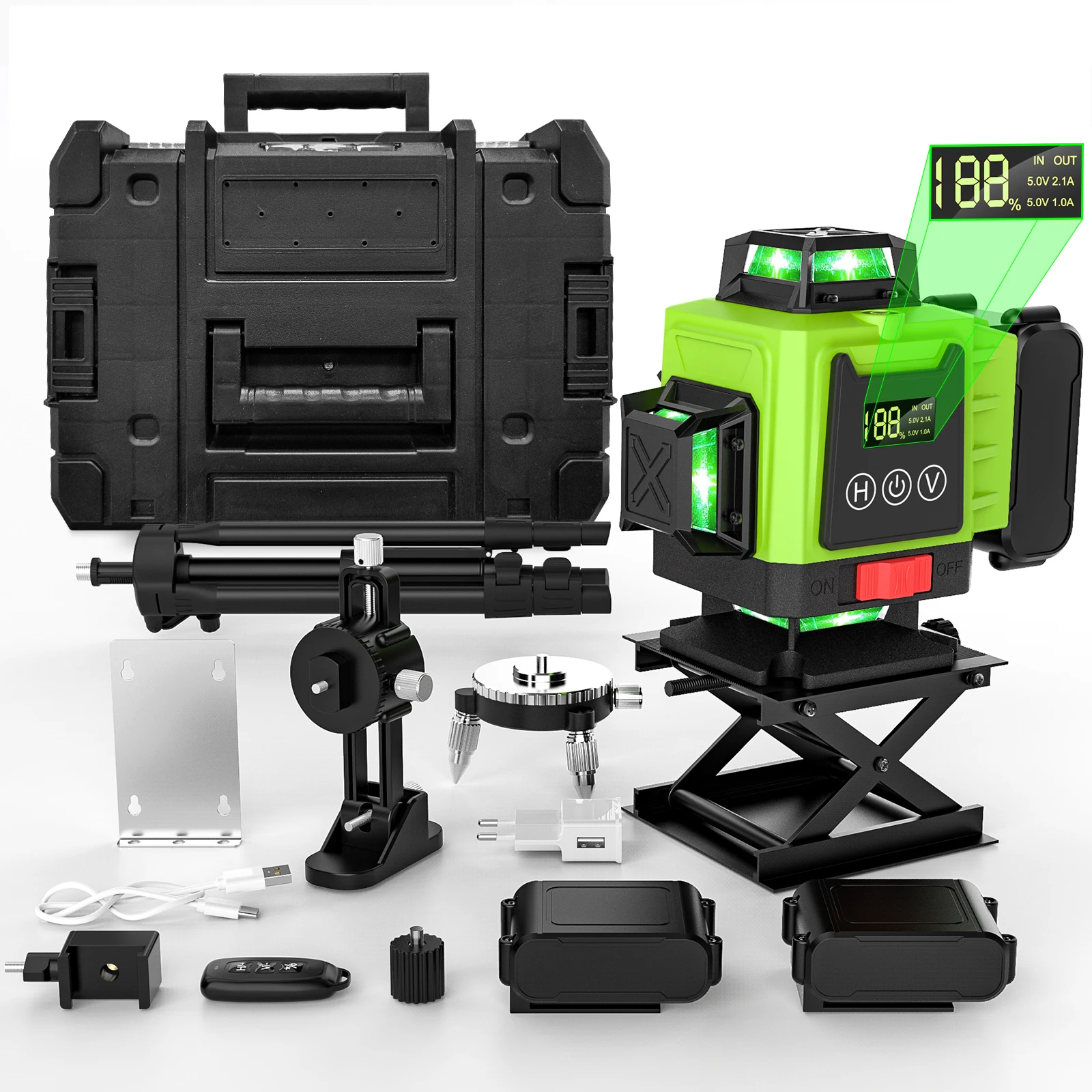 4D 16 Lines 3 ° Self-leveling Laser Levels with Tripod and Suitcase Horizontal And Vertical Professional Function Laser Level Tool