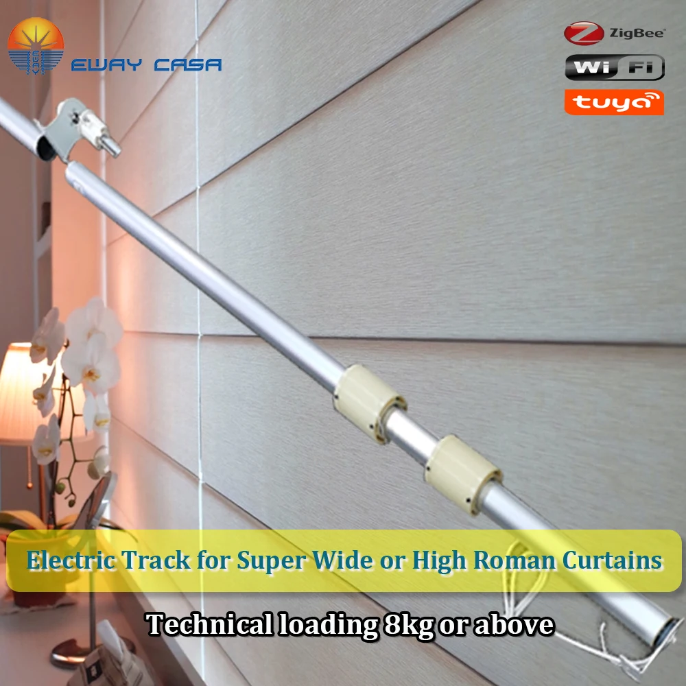 EWAY CASA Electric Splittable Track for a Roman Blind with 50mm Tube Super Long Rail DIY Roman Shade Smart Blinds CM_CMR_35mm