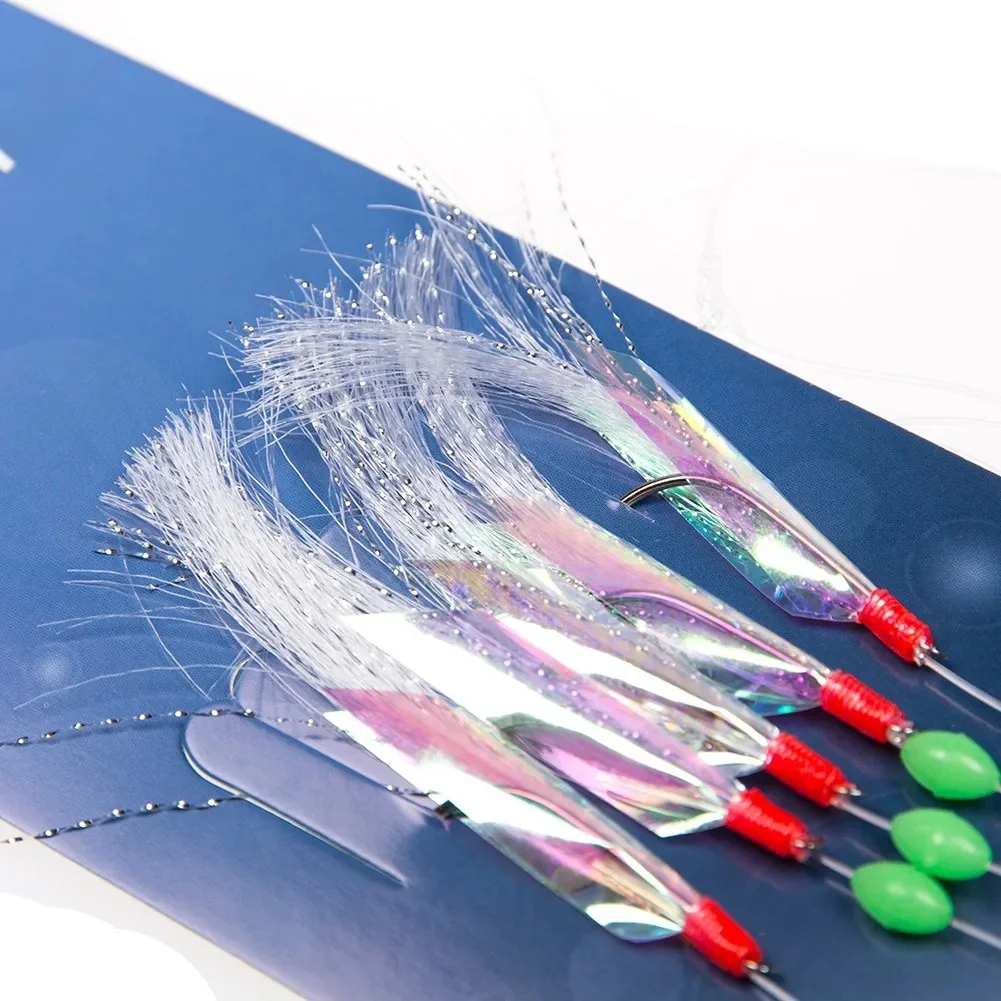 5 pièces Sabiki doux leurre de pêche plates-formes appâts gabarits leurre plume leurre hareng appât 3/0 # Hameçons de pêche Pesca Iscas, outils de matériel, crochets
