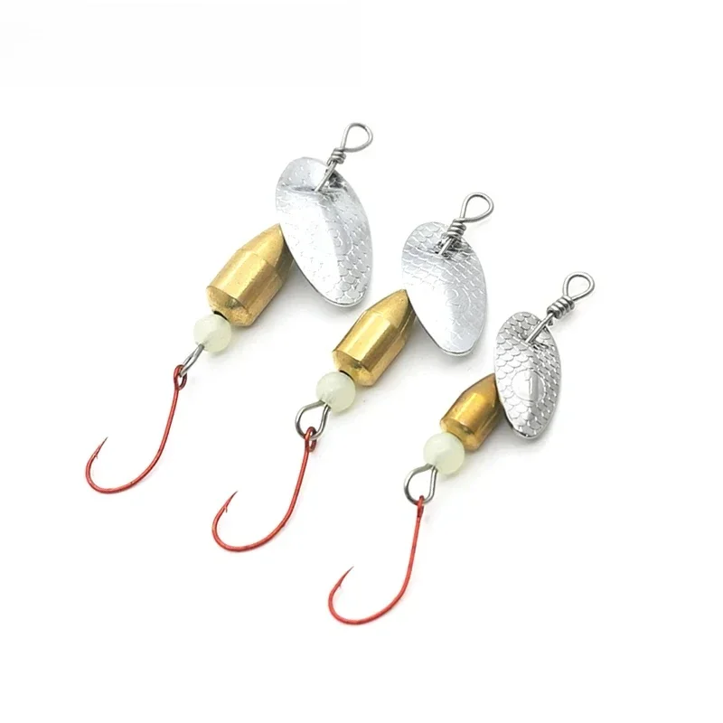 OUTKIT 1 pièces Spinner cuillère métal appât Micro leurre de pêche petites paillettes cuivre longue tir appâts pour bar truite perche brochet rotatif
