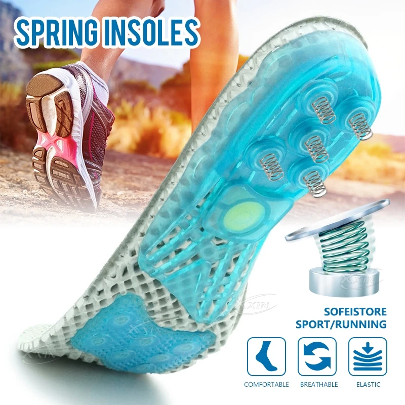 【Xxin】Spring Insoles Arch support Orthotic Insoles Silicone Sports Shoe Pad Men Women Flat Feet Shoe Insoles Size35-48