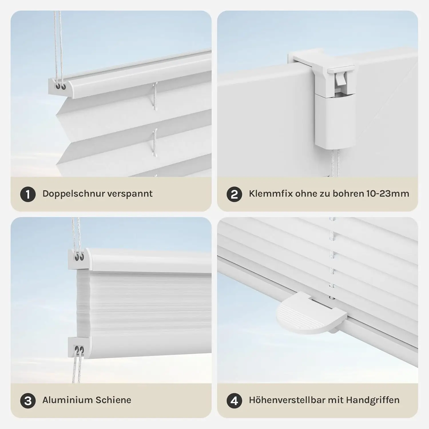 WOLTU Plissee-Rollo Klemmfix ohne Bohren, faltbar, Easyfix, geklemmtes Rollo, blickdichter Sichtschutz für Fenster und Türen – Detail 8