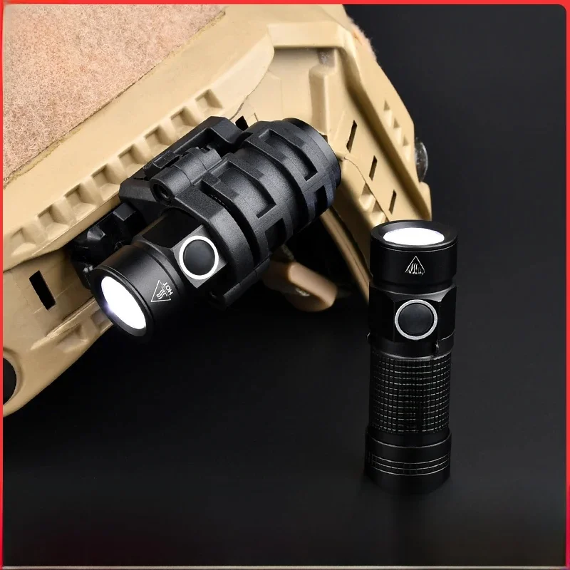 Lampe torche LED WADSN en métal, mini, tactique, pour casque FAST, avec stroboscope blanc, compatible rail 20mm, pour airsoft, chasse et reconnaissance.