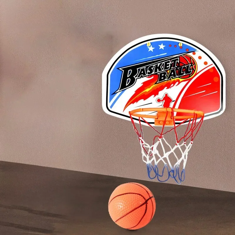 Jeu d'intérieur pour enfants, mini exercice à domicile, ensemble de cerceaux de basket-ball, cadre mural, support de panier, 1 ballon, 1 pompe gonflable