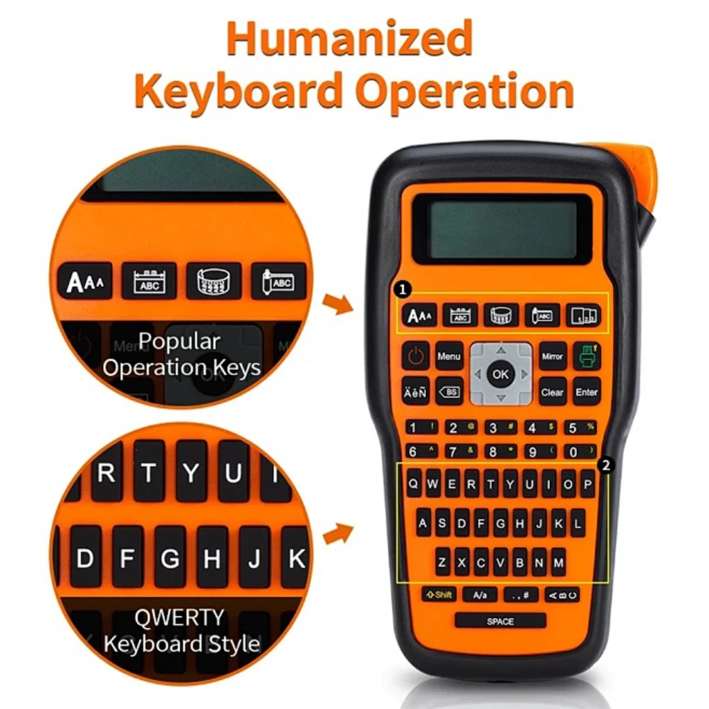 E1000 PRO Label Maker Machine with Tape Multiple Font Icon for Electrician Factory Office Asset Management, USB-C for Power