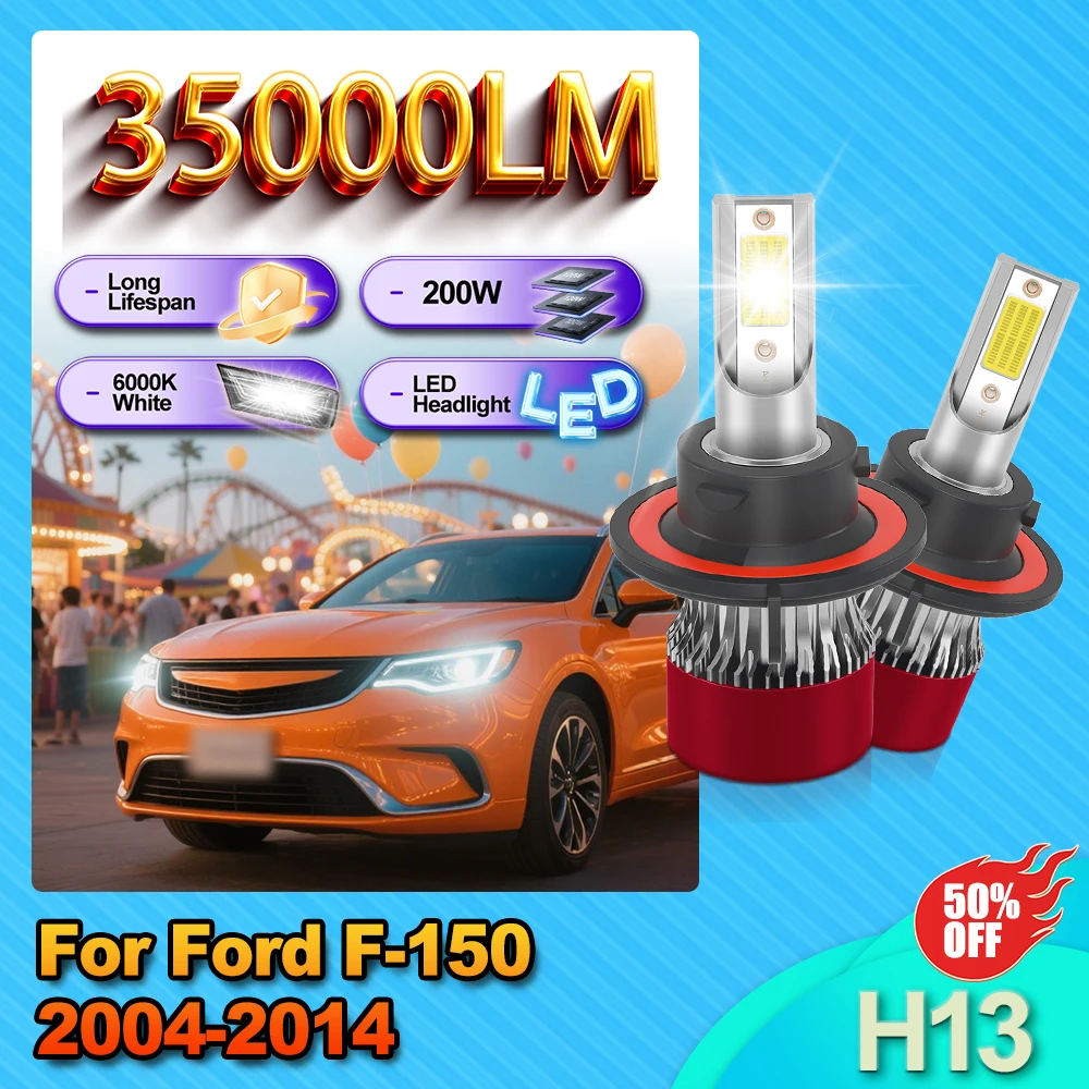 

35000LM 9008 Headlamp Bulb H13 High 200W Low Beam Headlight Ampoule 12V Diode Lamp Turbo High Quality For Ford F-150 2004-2014