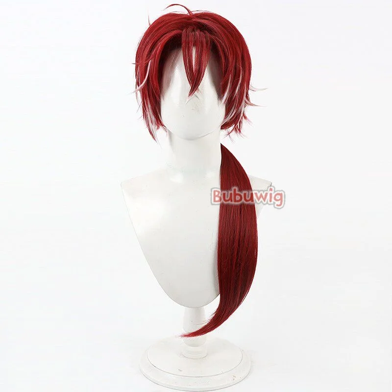 Bubuwig Synthetic Hair Bellone Cosplay Wigs Game Arknights Bellone 60cm Long Straight Red Mixed White Cos Wig Heat Resistant
