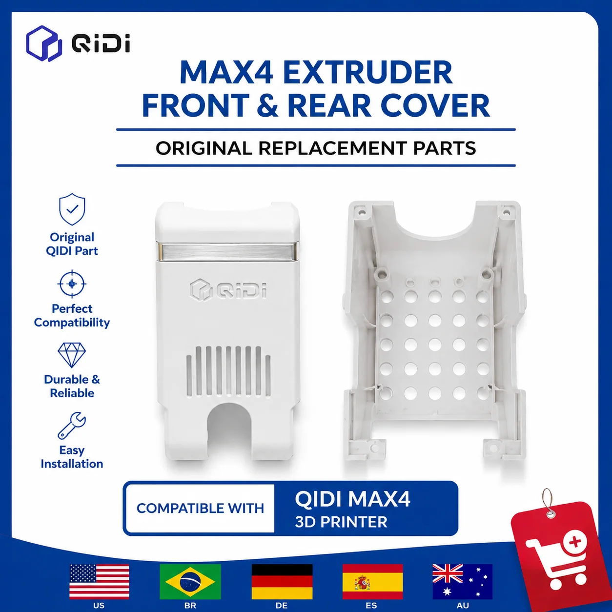 QIDI MAX4 Extruder Front & Rear Cover Replacement Parts Original Housing Shell for MAX4 3D Printer Accessories