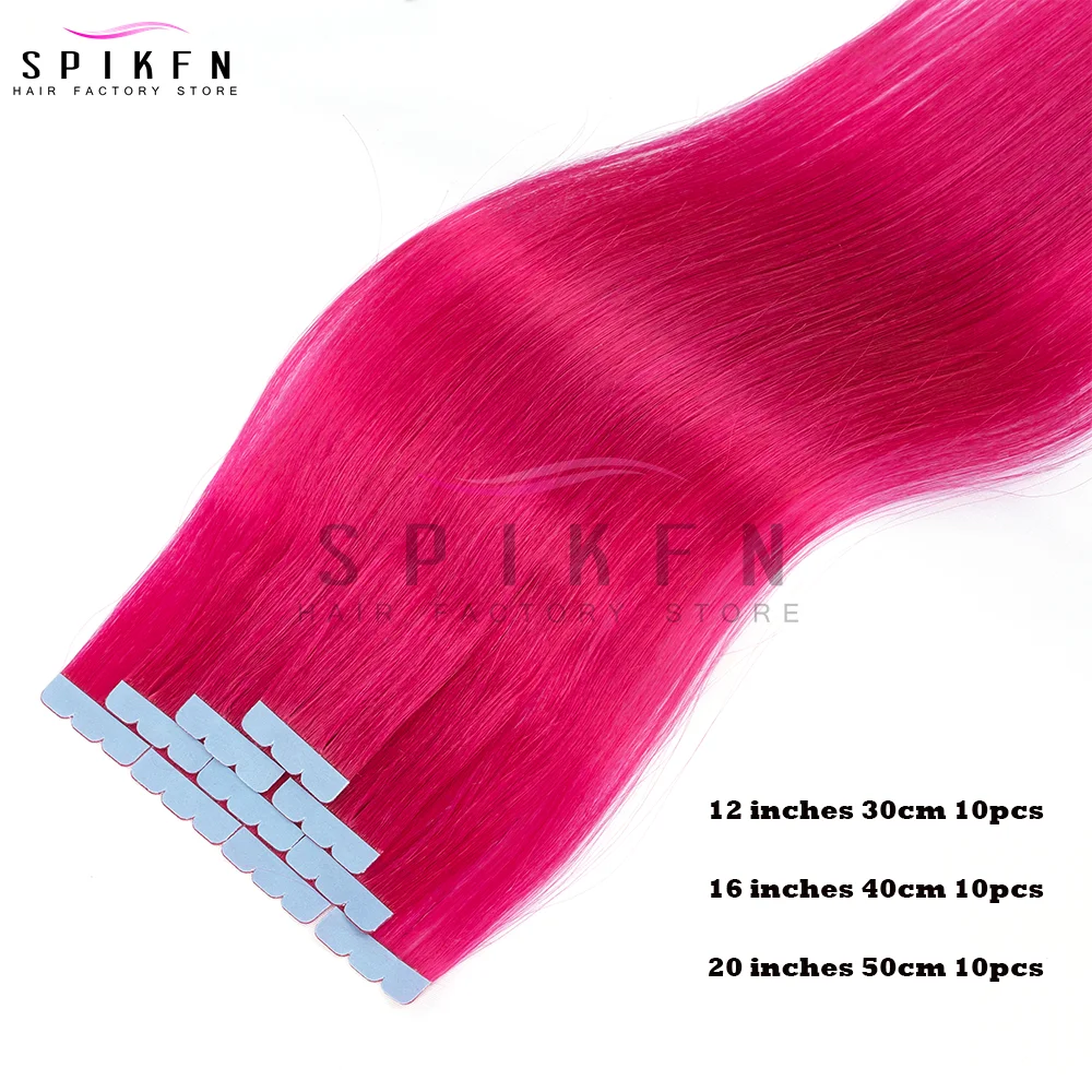 팬시 컬러의 인간의 머리카락으로 만든 SPIKFN 미니 테이프 12-20인치 아울렛 헤어스타일을 위한 천연 스트레이트 심리스 테이프 헤어 익스텐션