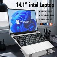 14.1'' Laptop Windows 11 Intel N4000 180° Folding Slim Laptop Gamer 12GB RAM 512GB 1TB SSD 1920*1080 Office Study Computer PC