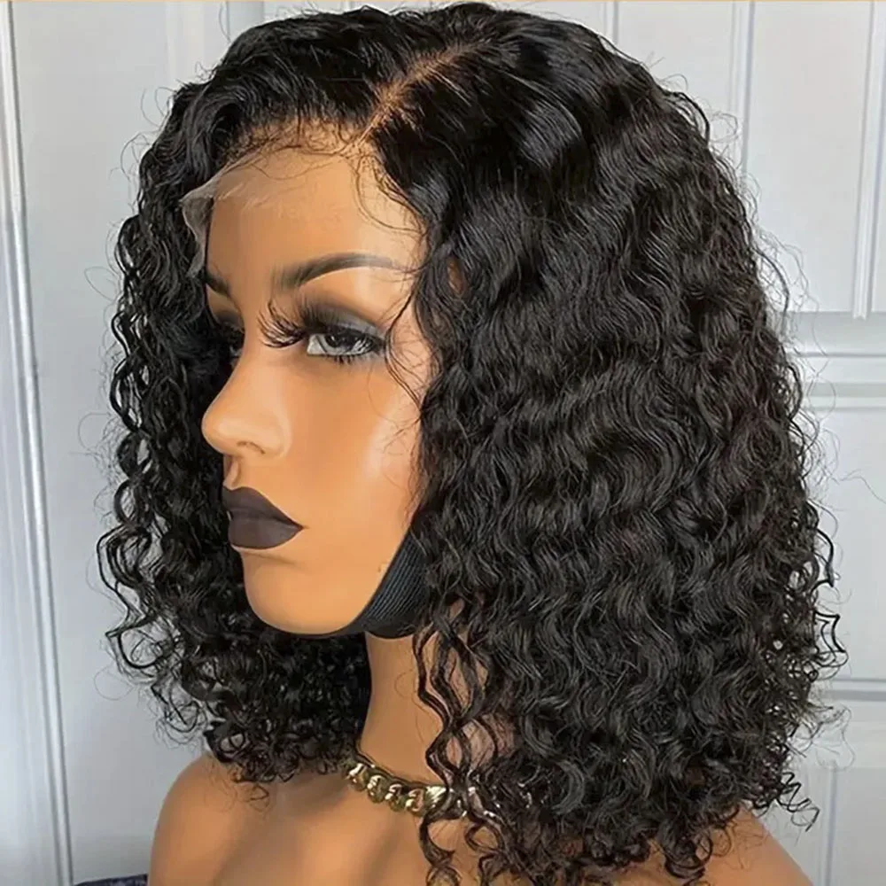 

Brazilian Short Bob Wigs Deep Wave 13x4 Lace Frontal Human Hair Wigs Jerry Curl Bob Wig PrePlucked Hairline Wigs For Women Sale