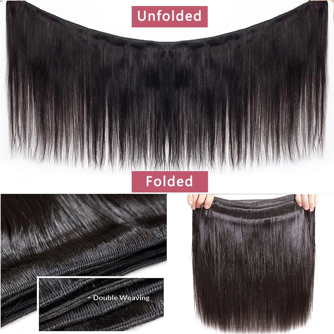 Beaufox feixes de cabelo humano em linha reta com fechamento tecer cabelo indiano pacotes de cabelo humano com fechamento negócio pacotes de cabelo humano