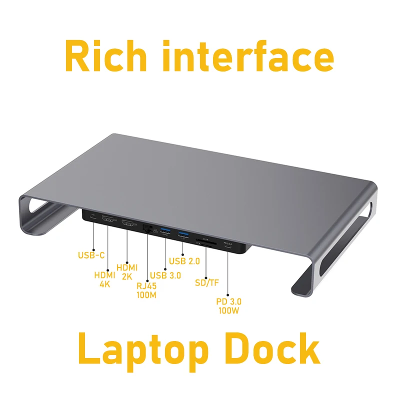 Acessório portátil para PC HUB USB-C Docking Station 2x HDMI Para mesa de computador Apple Laptop Macbook Pro Air ASUS Dell Lenovo Huawei