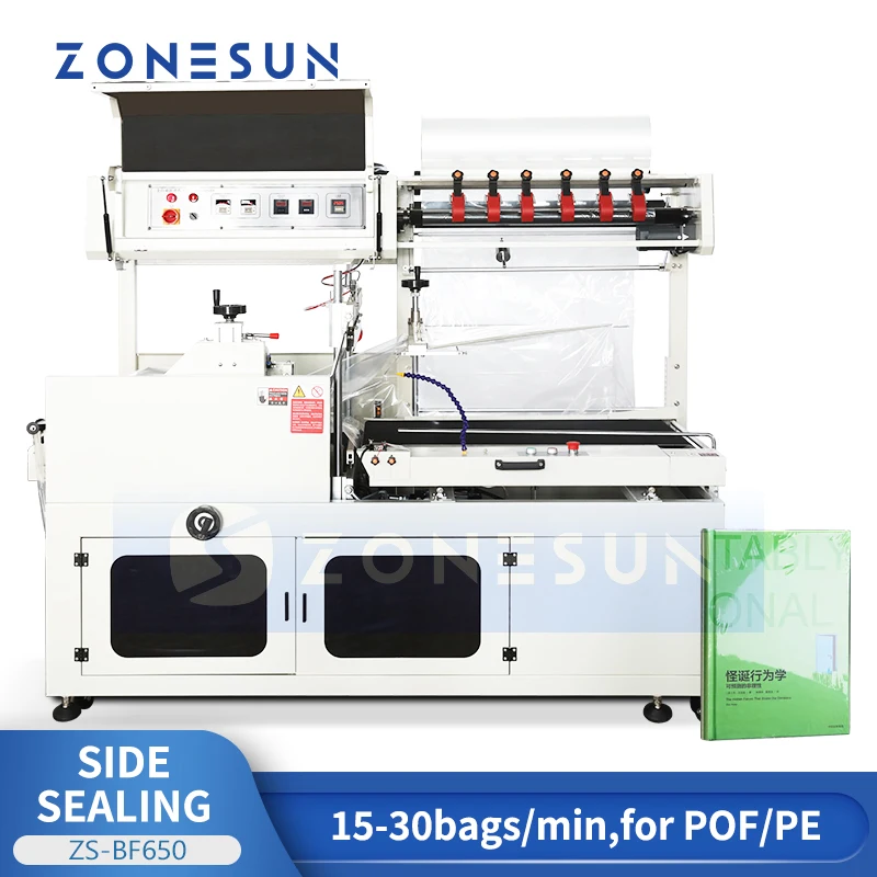 ZONESUN ZS-BF650 آلة تغليف الانكماش الجانبي الأوتوماتيكية لفيلم POF/PE