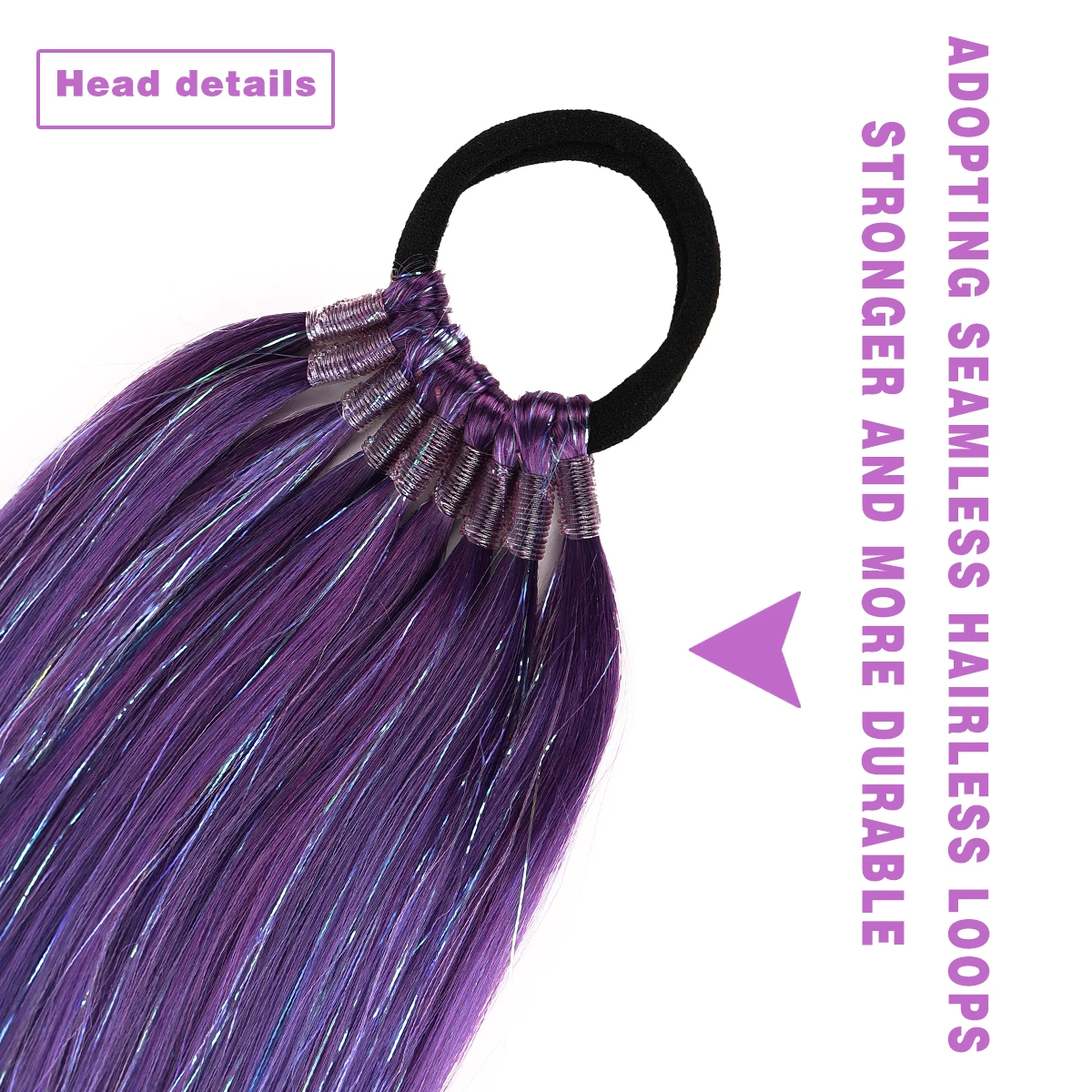 DIY Ombre Hair Extensions Hair Tinsel 22 Inch Ponytail Extension For Braiding Hair On Hair Tie Loose Tinsel Straight