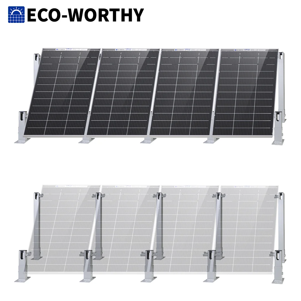 ECO-WORTHY Upgraded Solar Ground Mount Adjustable Multi-Pieces Solar Panel Mounting Brackets Kit System for 4pcs 200W/3pcs 300W