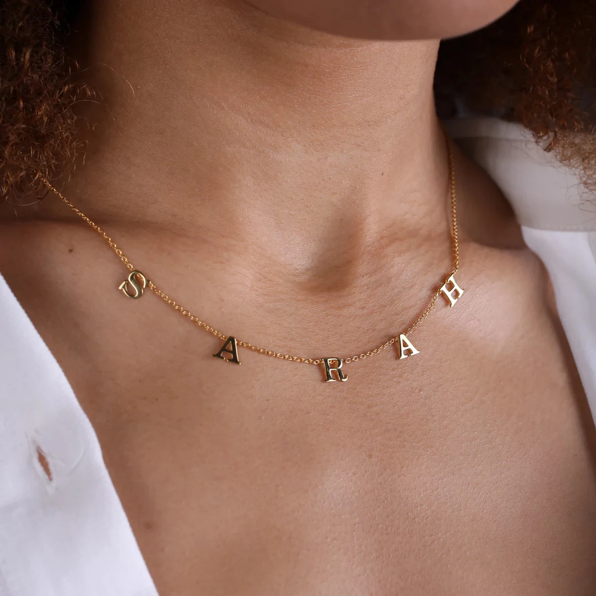 

Stainless Steel Custom Tiny Spaced Out Name Necklace Personalized Letter Necklace Women's Jewelry Unique Birthday Gift for Her