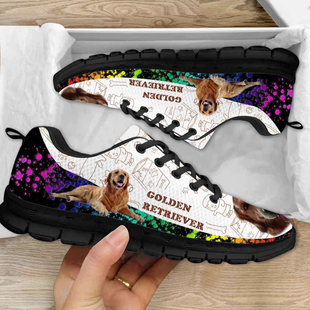 

INSTANTARTS Brand Design Women's Casual Sneakers Golden Retriever Print Ladies Non-Slip Running Shoes Lightweight Flat Shoes Hot