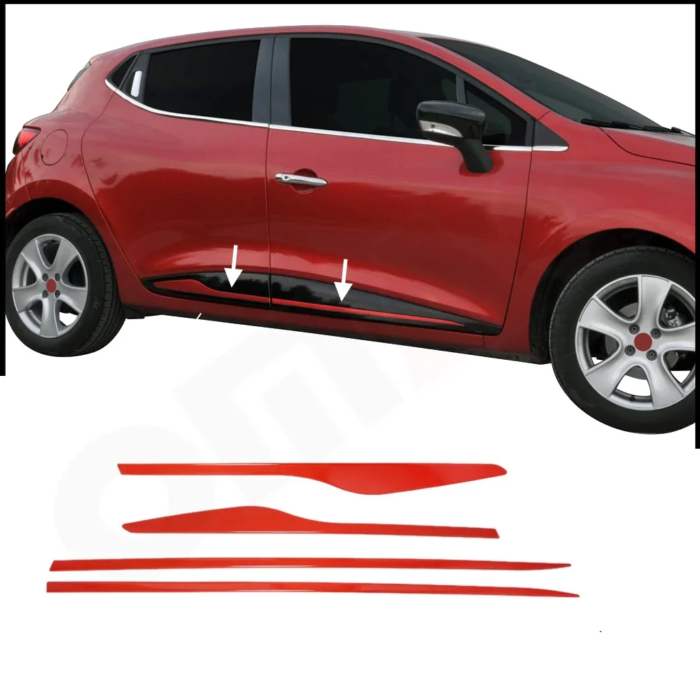 

Fit For Renault Clio 4 Red Chrome Side Door Stat 4 Pieces Between 2012-2019 Chrome Shaper Accessory Modified External Design