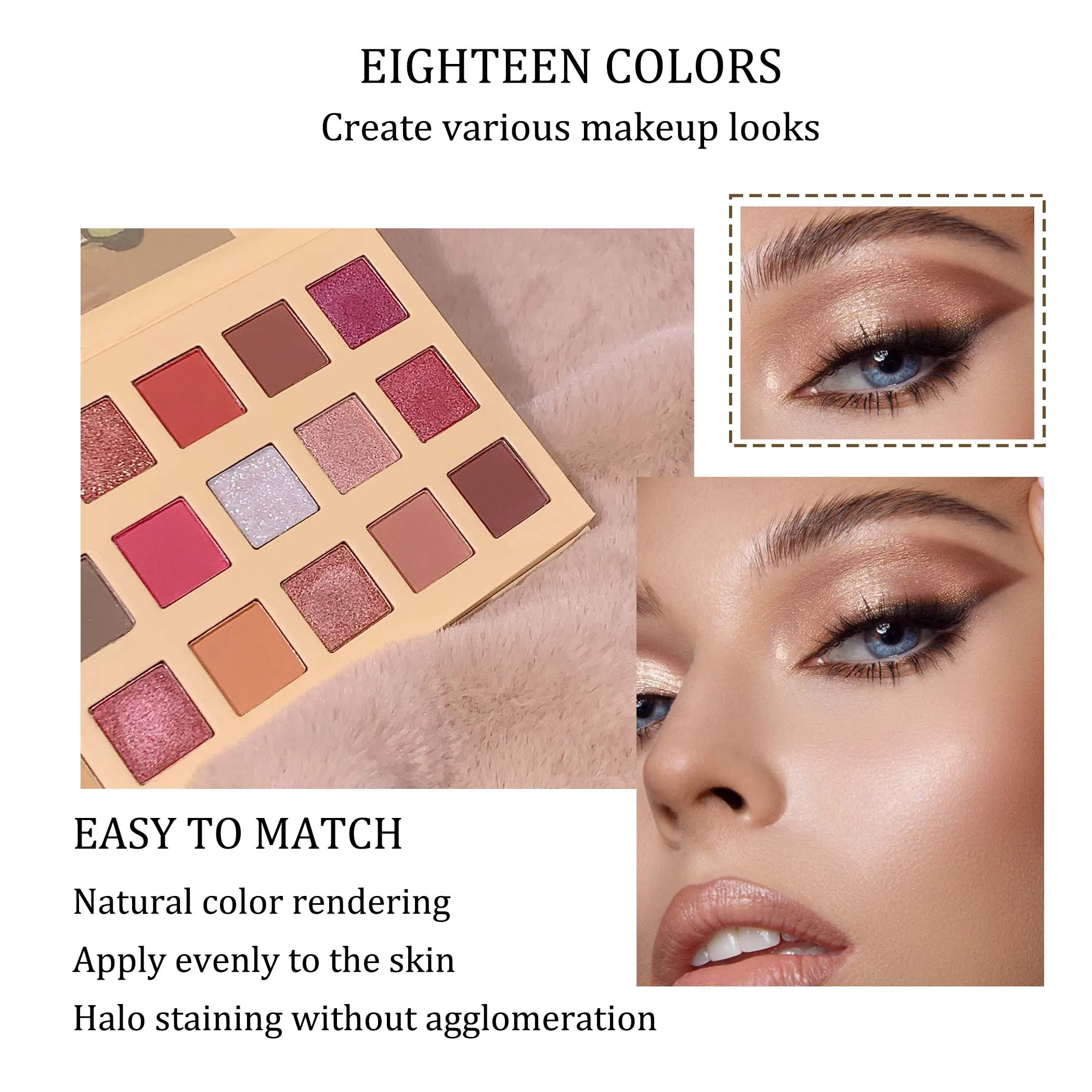 Tavolozza di ombretti per gatti a 18 colori, opaca perlescente accessibile, progettata per principianti e studenti, facile da creare occhi affascinanti