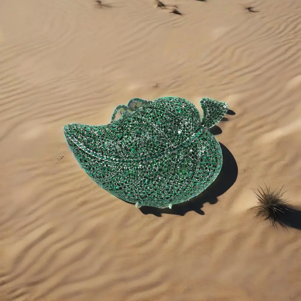 

Элегантная женская сумка в форме листа со стразами, роскошный кошелек-клатч с кристаллами, ослепительная сумка для невесты с бриллиантами для коктейльной вечеринки