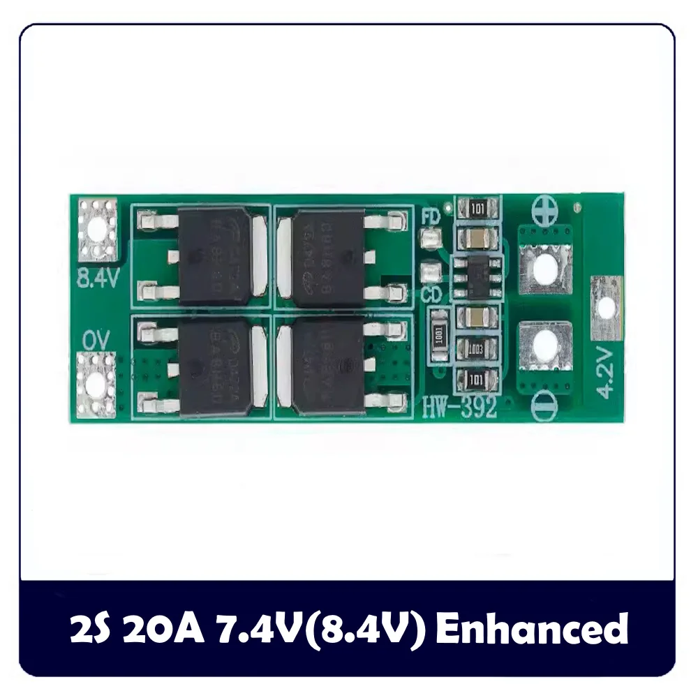 2S 20A 7.4V 8.4V 18650 Lithium Ion Li-ion Battery Protection Board Balanced Enhanced PCM BMS