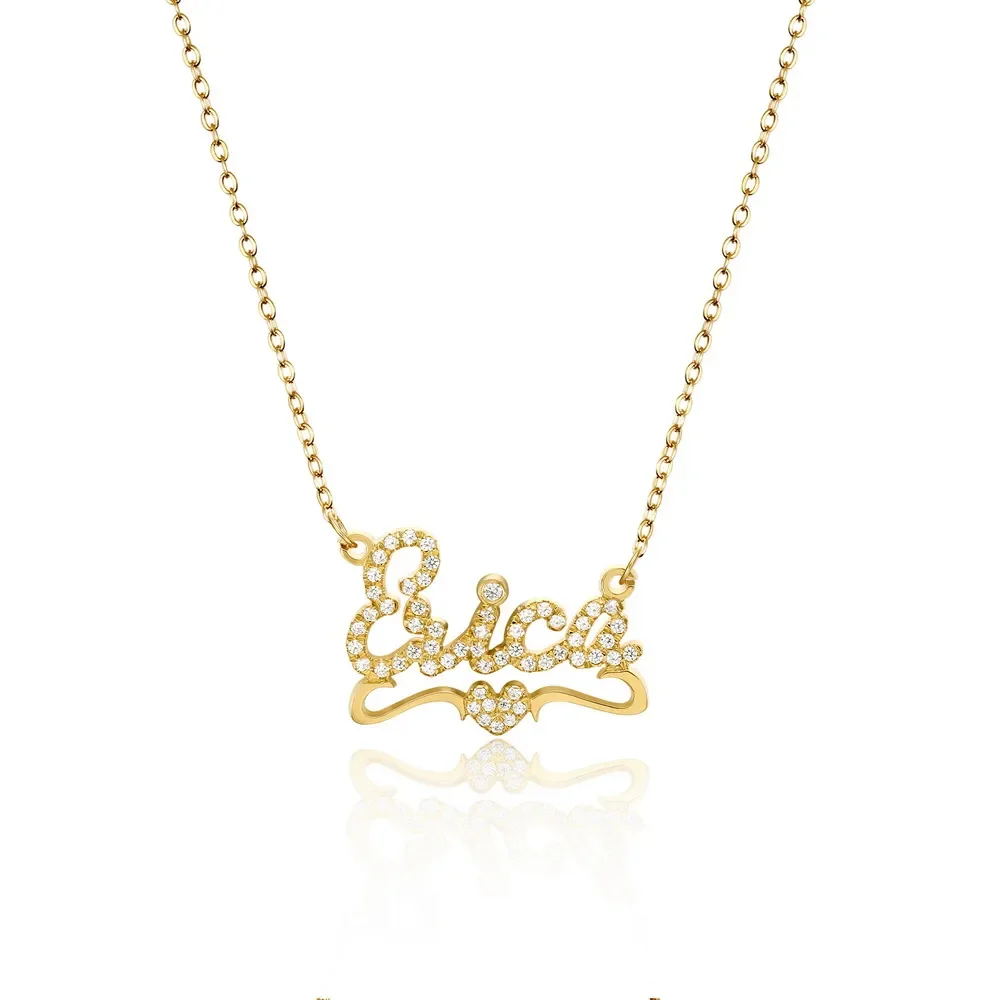 

Personalized Heart-shaped NecklaceName Customized Zircon Pendant for Women 18k Gold-plated Jewelry Couple Christmas Memorial