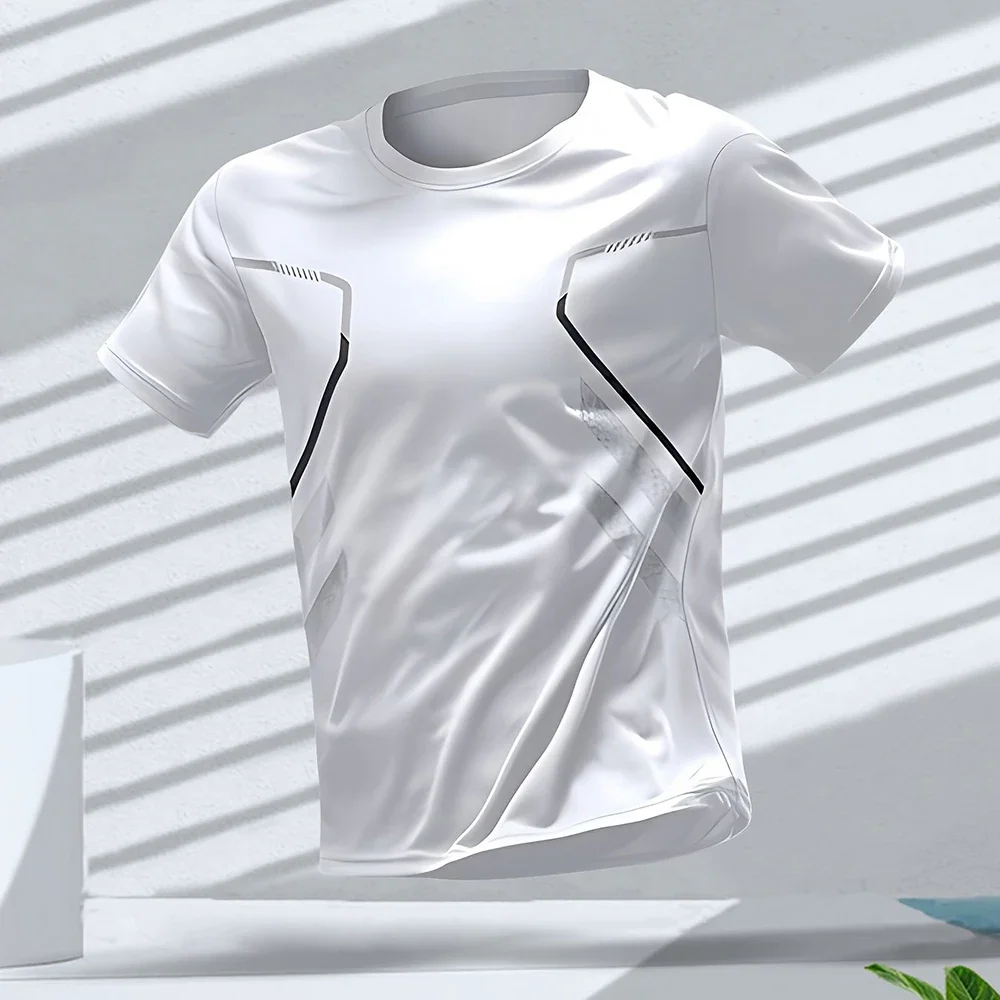 Herren T-Shirts Sport Laufen T-Shirt Farb block Männer schnell trocknende atmungsaktive Kurzarm