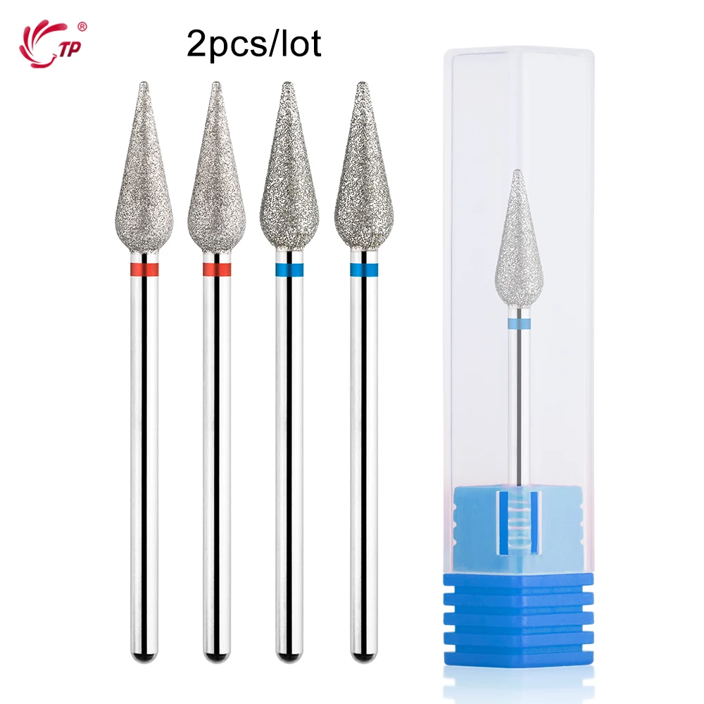 

TP 2pcs Diamond Cuticle Clean Nail Drill Bits Set Professional Safety Rotary Russian Manicure Nail Bit for Cuticle Dead Skin